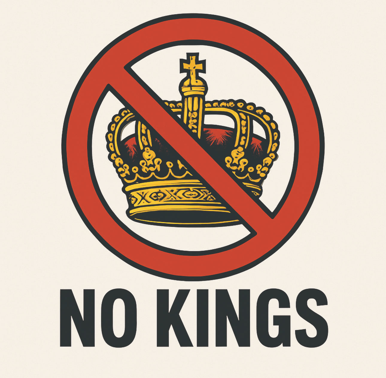 No Kings 3 x 3 vinyl sticker from 8647 NOW