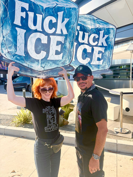 Oversized ICE protest sign printed on 4 mm corrugated plastic