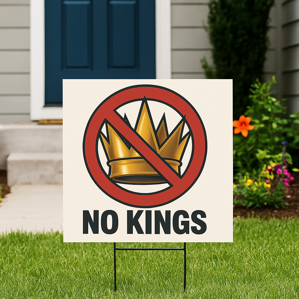 No Kings 12x12 Protest Sign from 8647 NOW