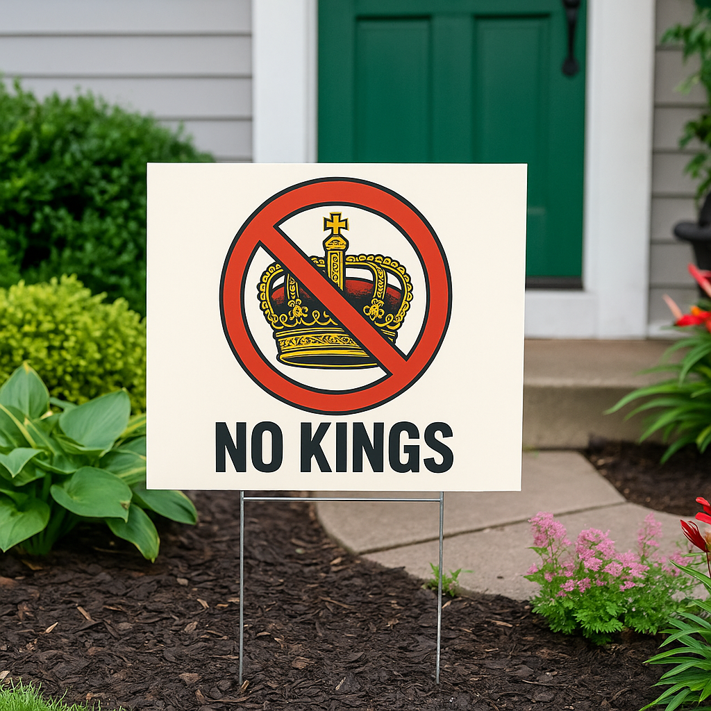 No Kings 12x12 Protest Sign from 8647 NOW