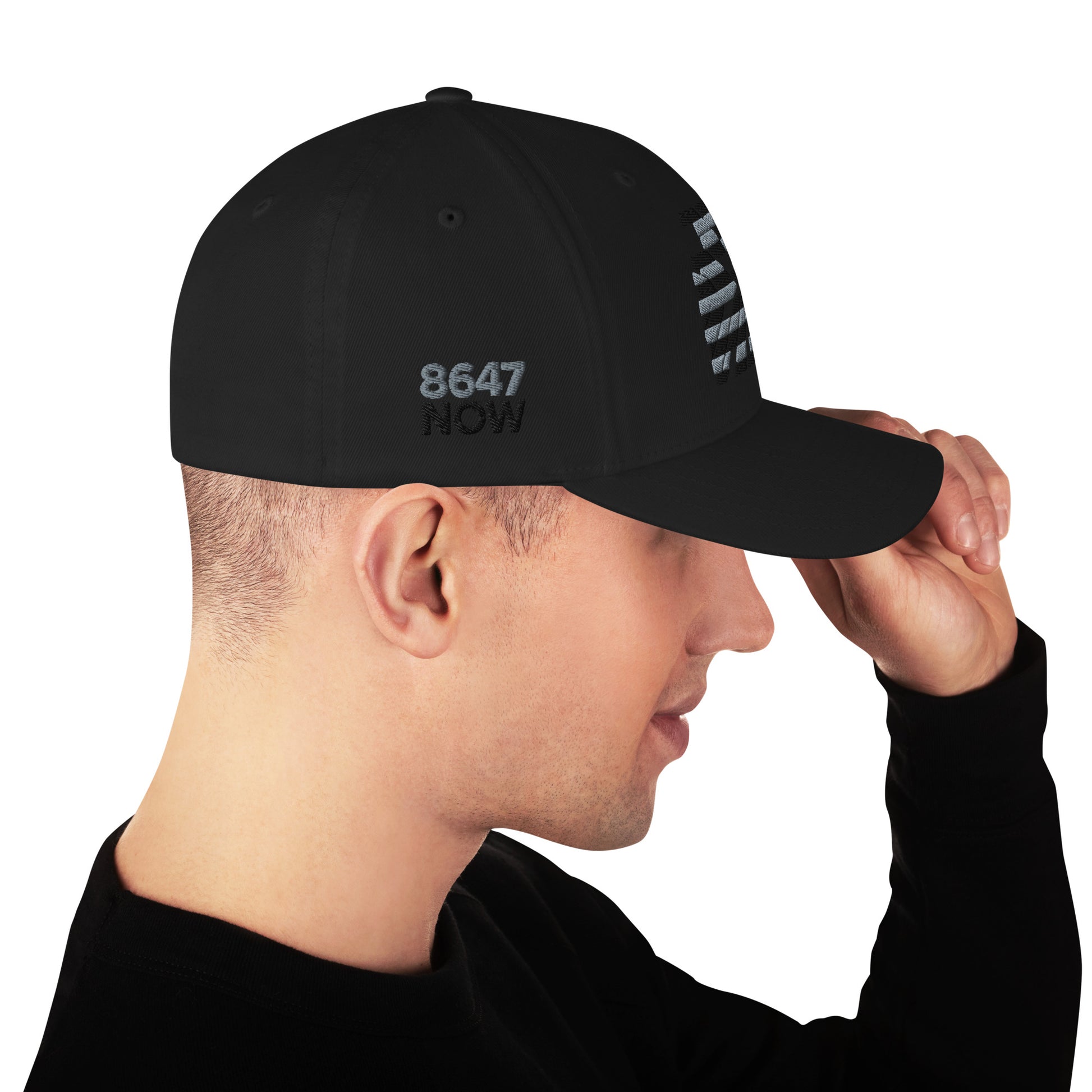 Fractured Democracy black on black structured cap from 8647 NOW