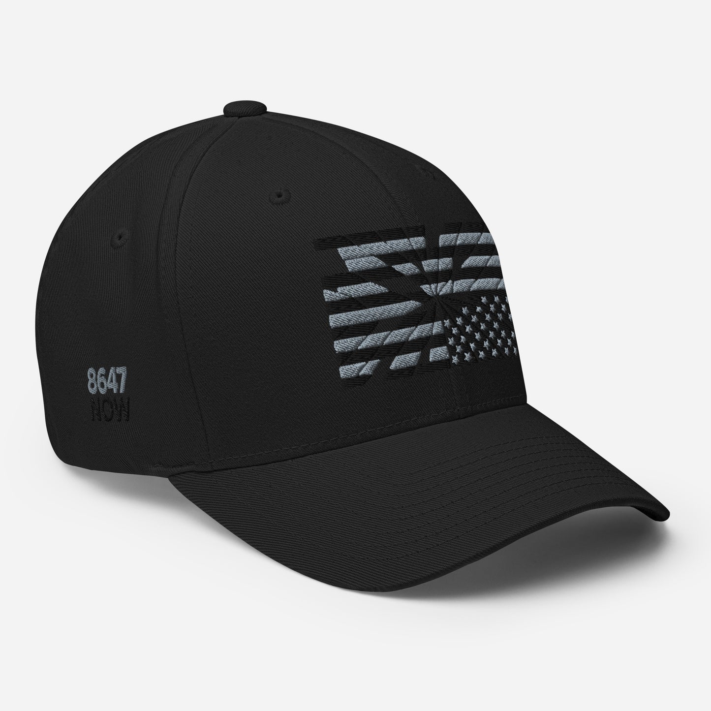 Fractured Democracy black on black structured cap from 8647 NOW