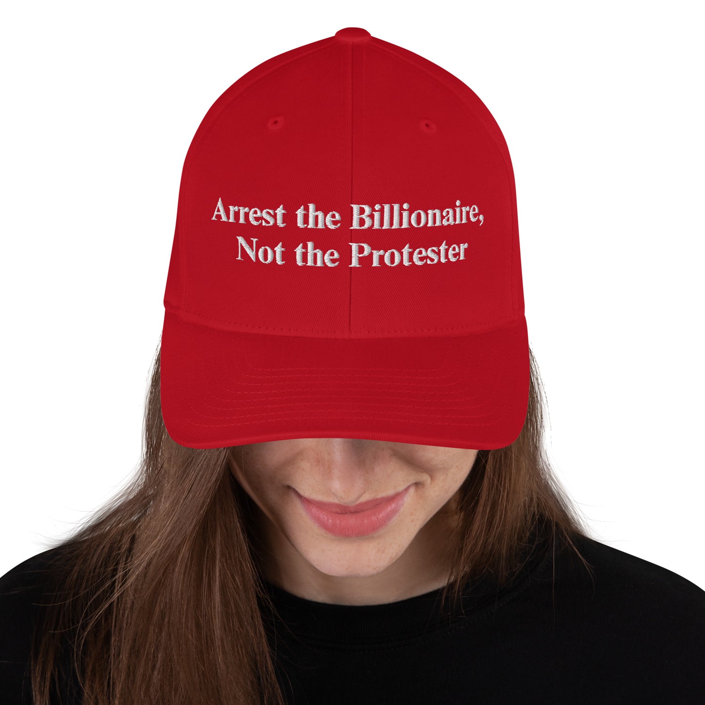 Arrest the Billionaire structured red cap from 8647 NOW