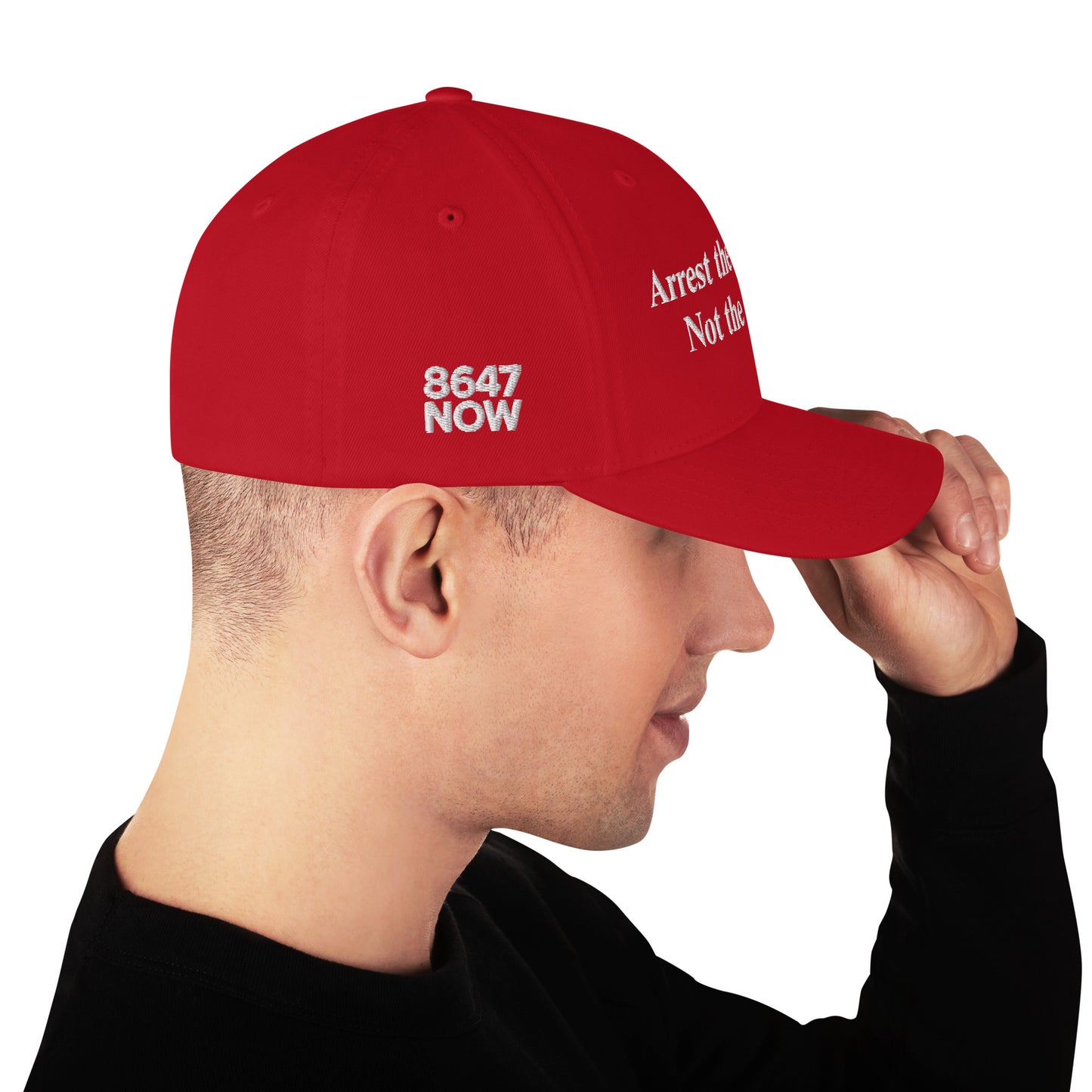 Arrest the Billionaire structured red cap from 8647 NOW