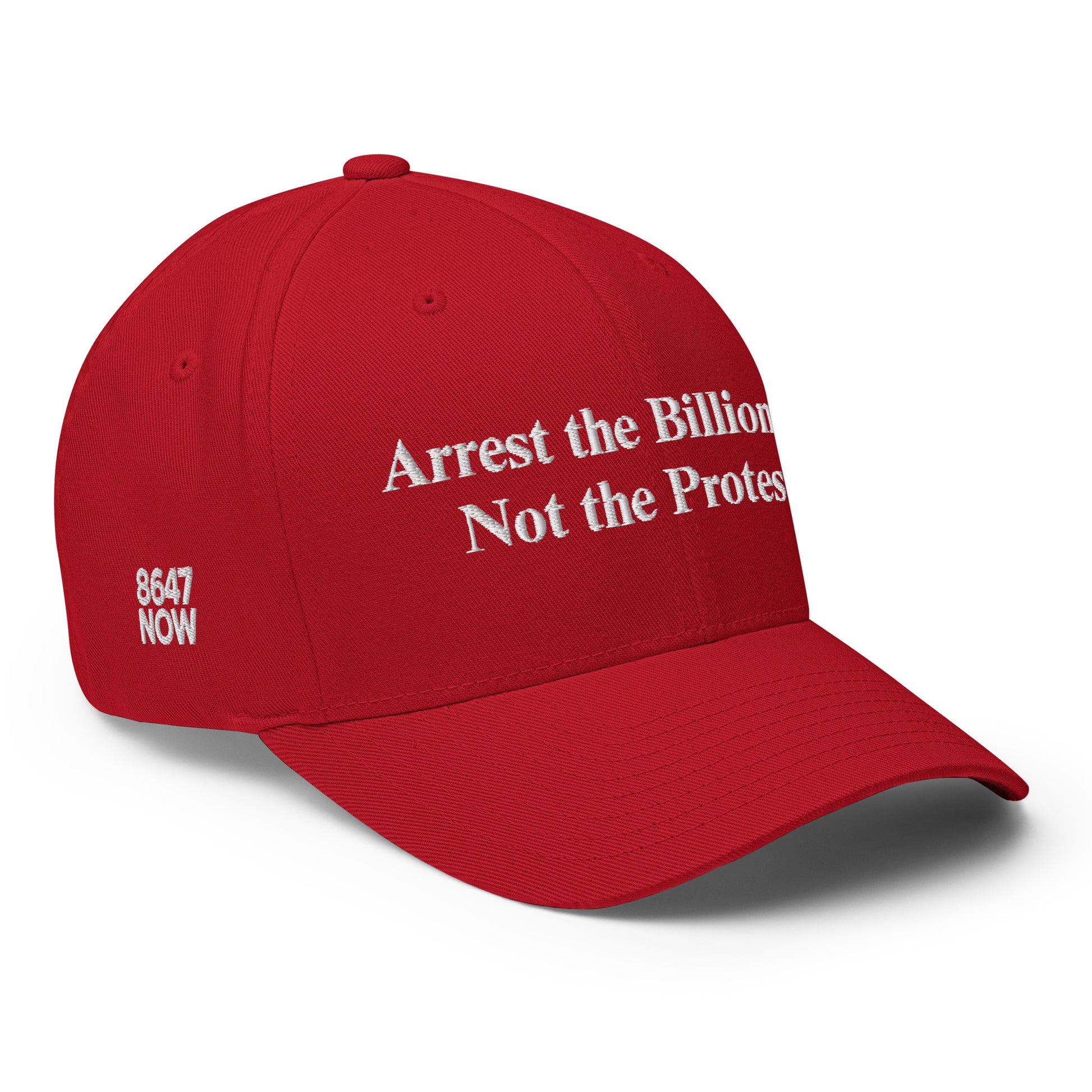 Arrest the Billionaire structured red cap from 8647 NOW
