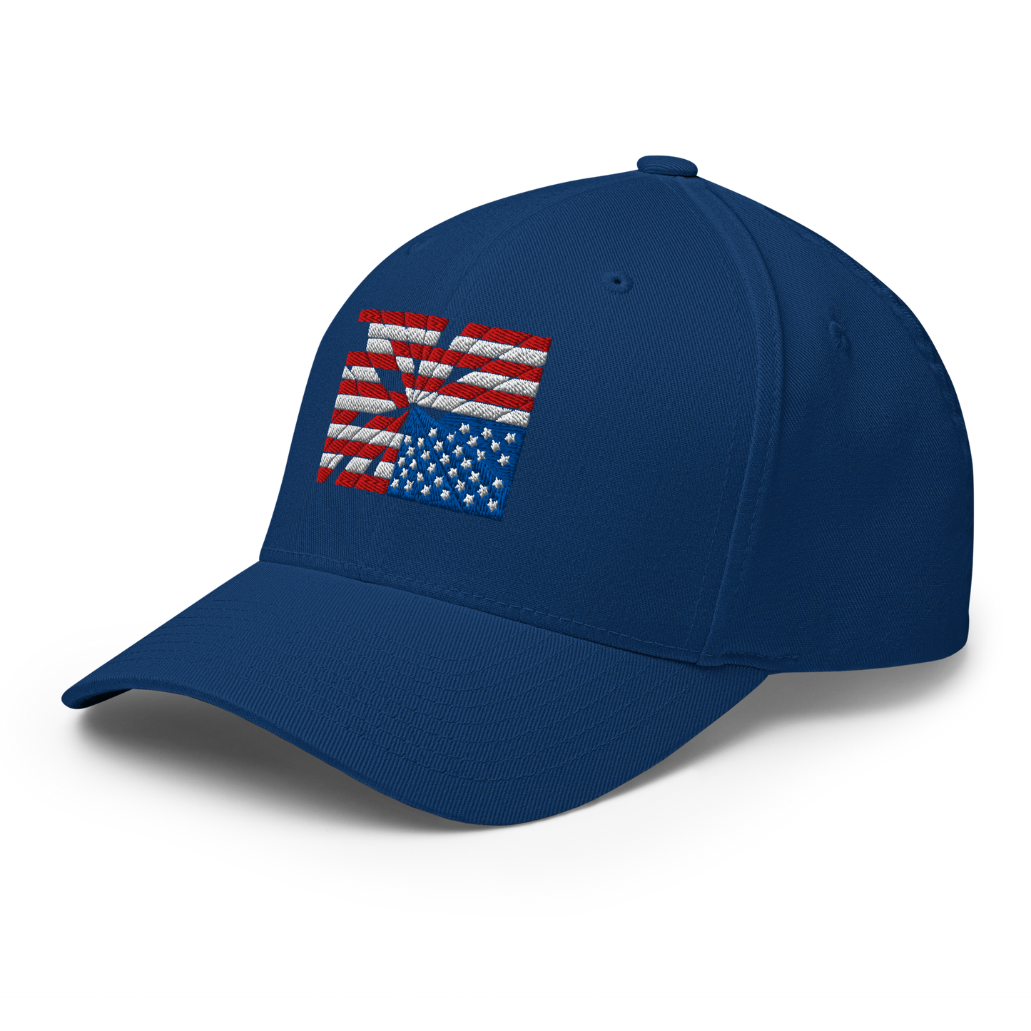 Fractured Democracy Structured Cap — Blue side mockup from 8647 NOW