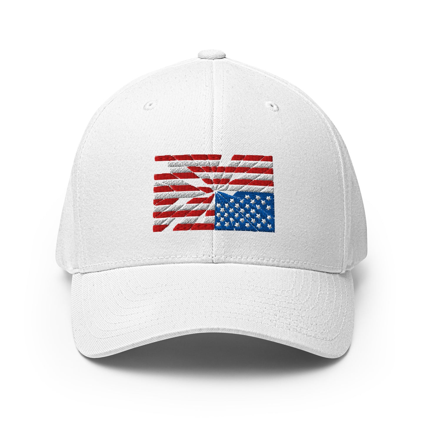 Fractured Democracy Structured Cap — White front mockup from 8647 NOW