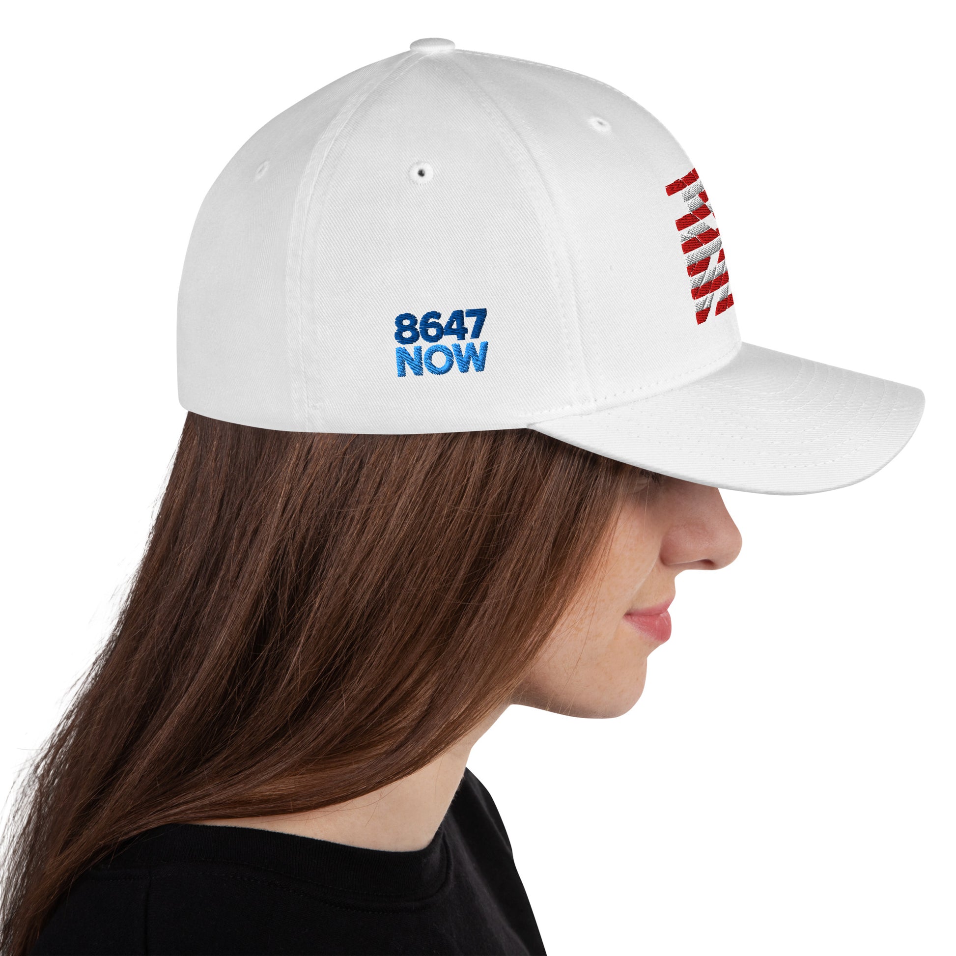 Fractured Democracy white structured cap from 8647 NOW
