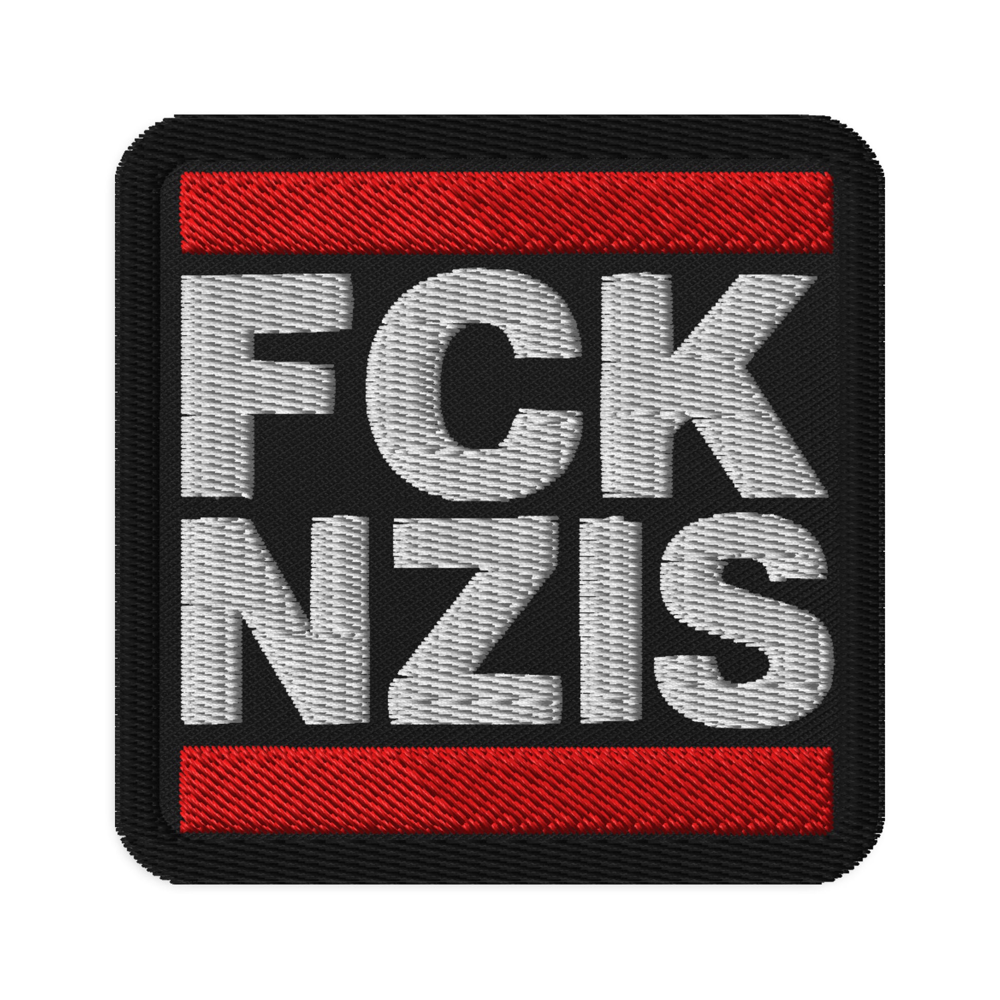 FCK NZIS embroidered patch primary front mockup from 8647 NOW