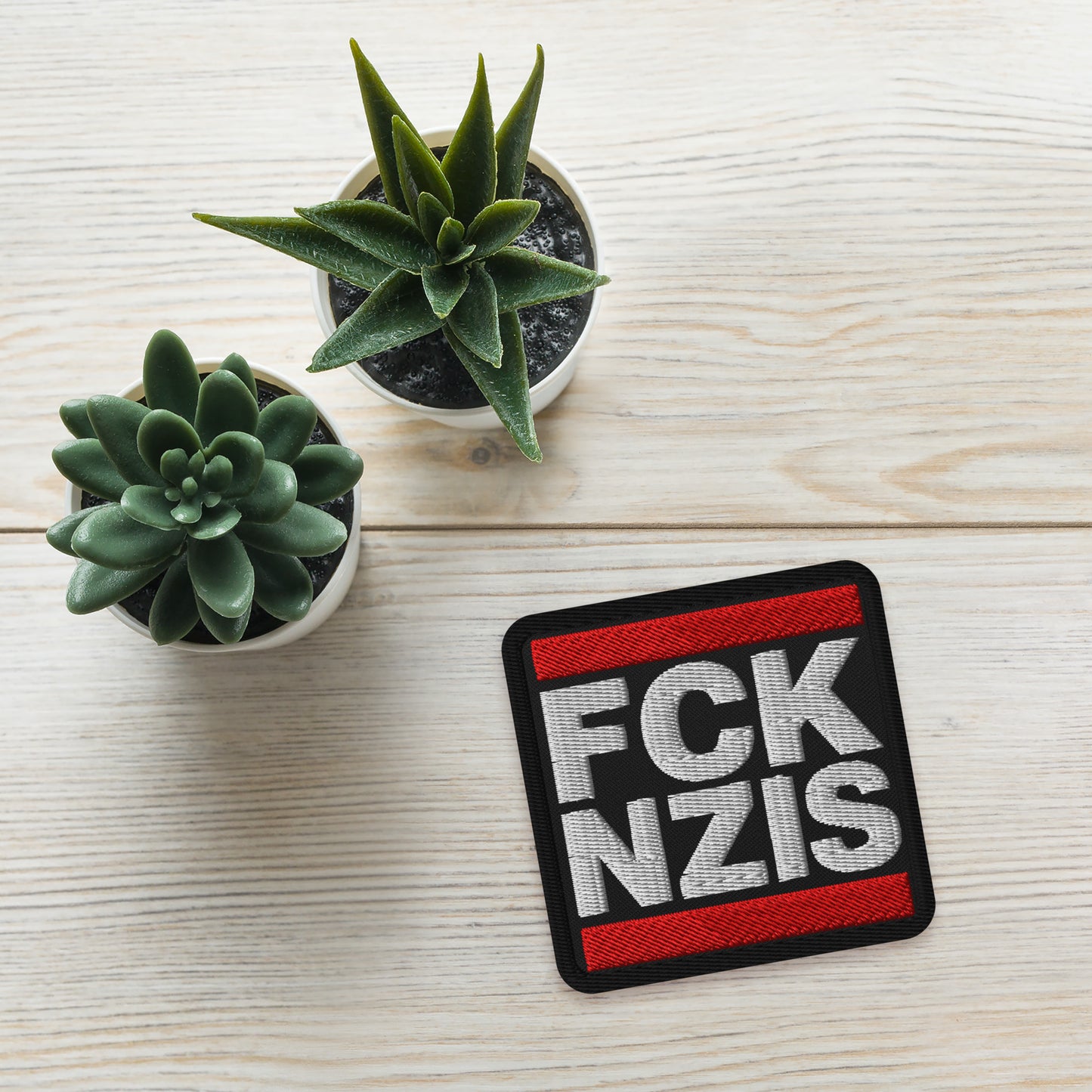 FCK NZIS embroidered patch detail mockup from 8647 NOW