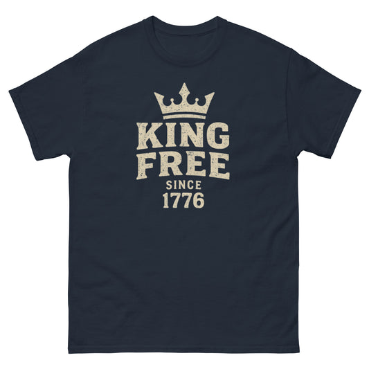 No Kings Tee — Navy front mockup from 8647 NOW