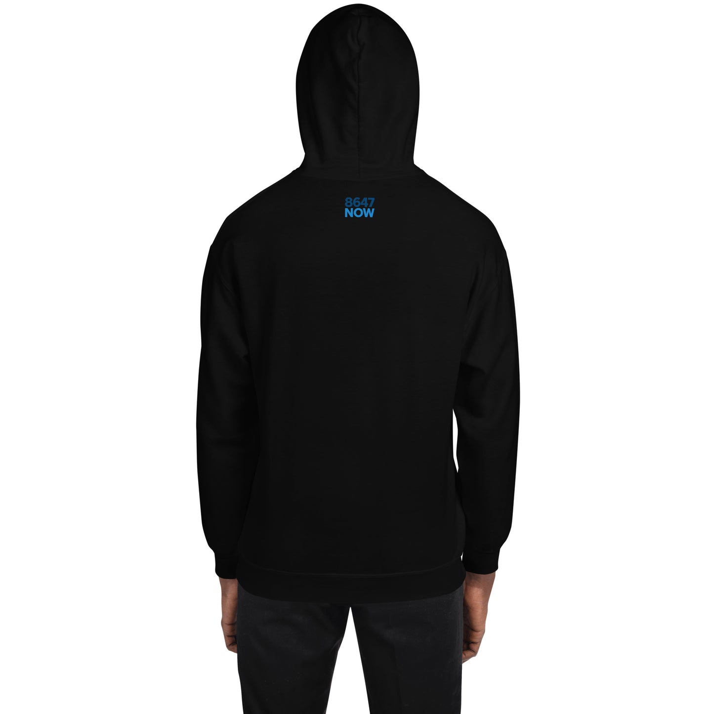 No Kings Hoodie — Black alternate back product mockup from 8647 NOW