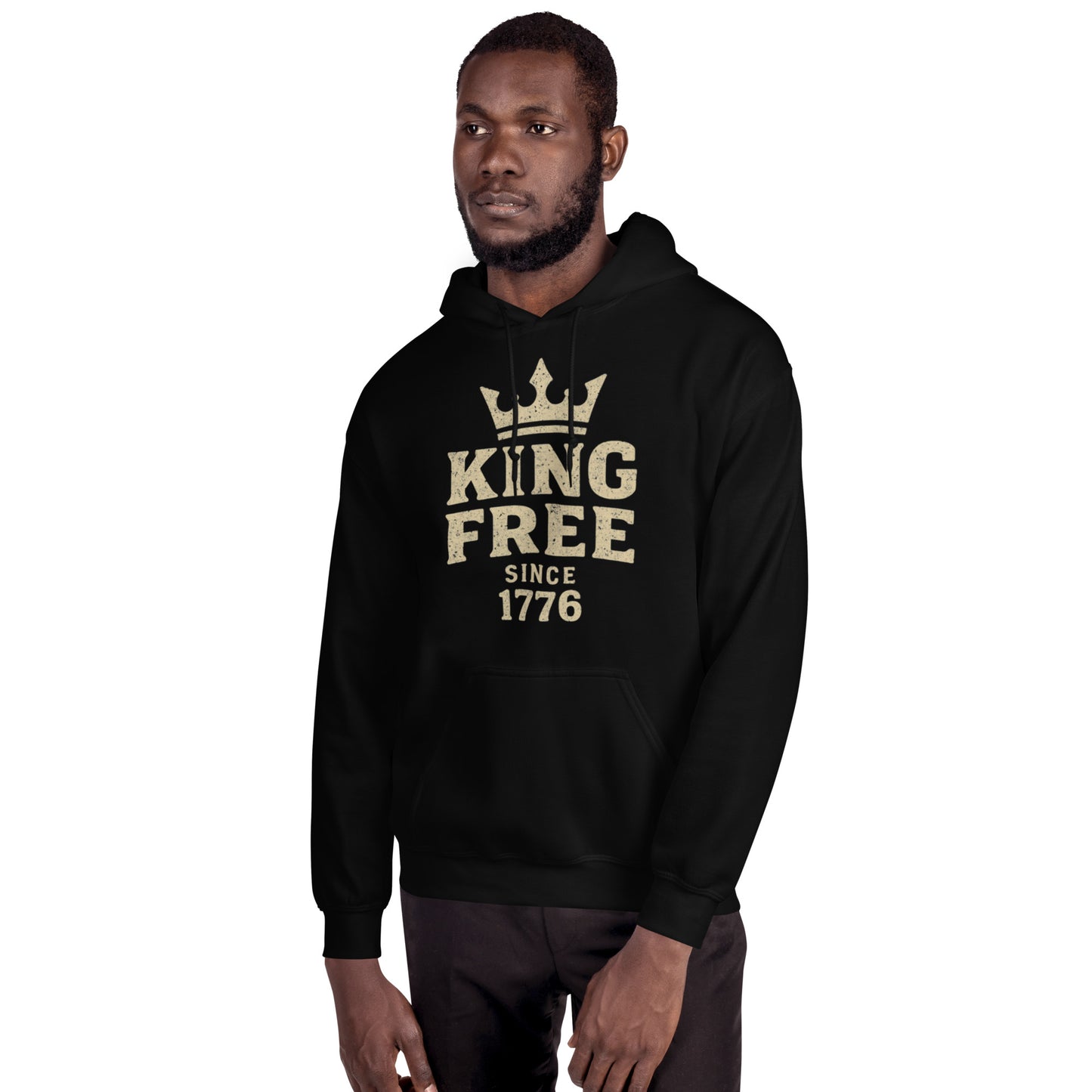 No Kings Hoodie — Black alternate front product mockup from 8647 NOW