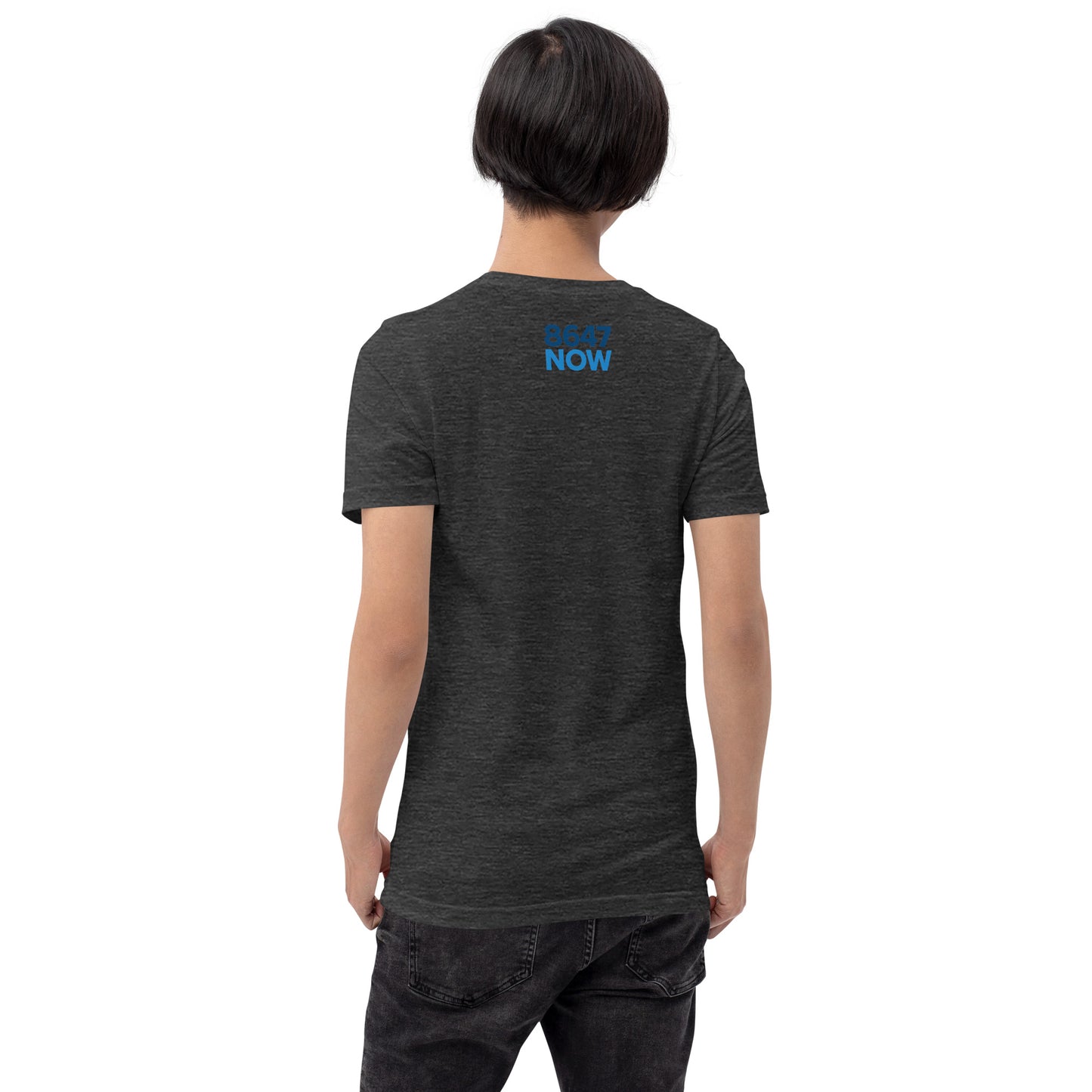 Ban Fascists dark heather tee from 8647 NOW alternate back view