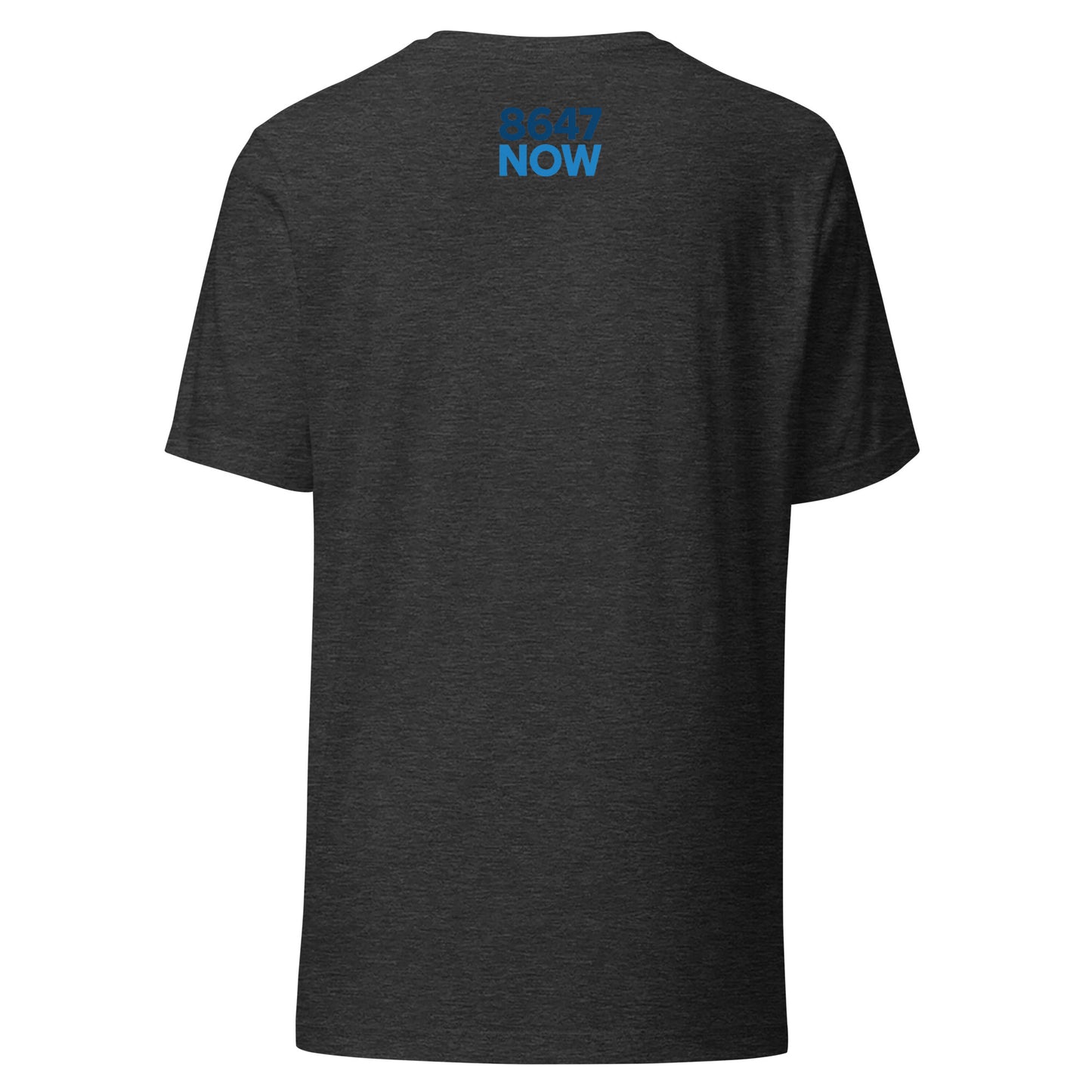 Ban Fascists dark heather tee from 8647 NOW back view