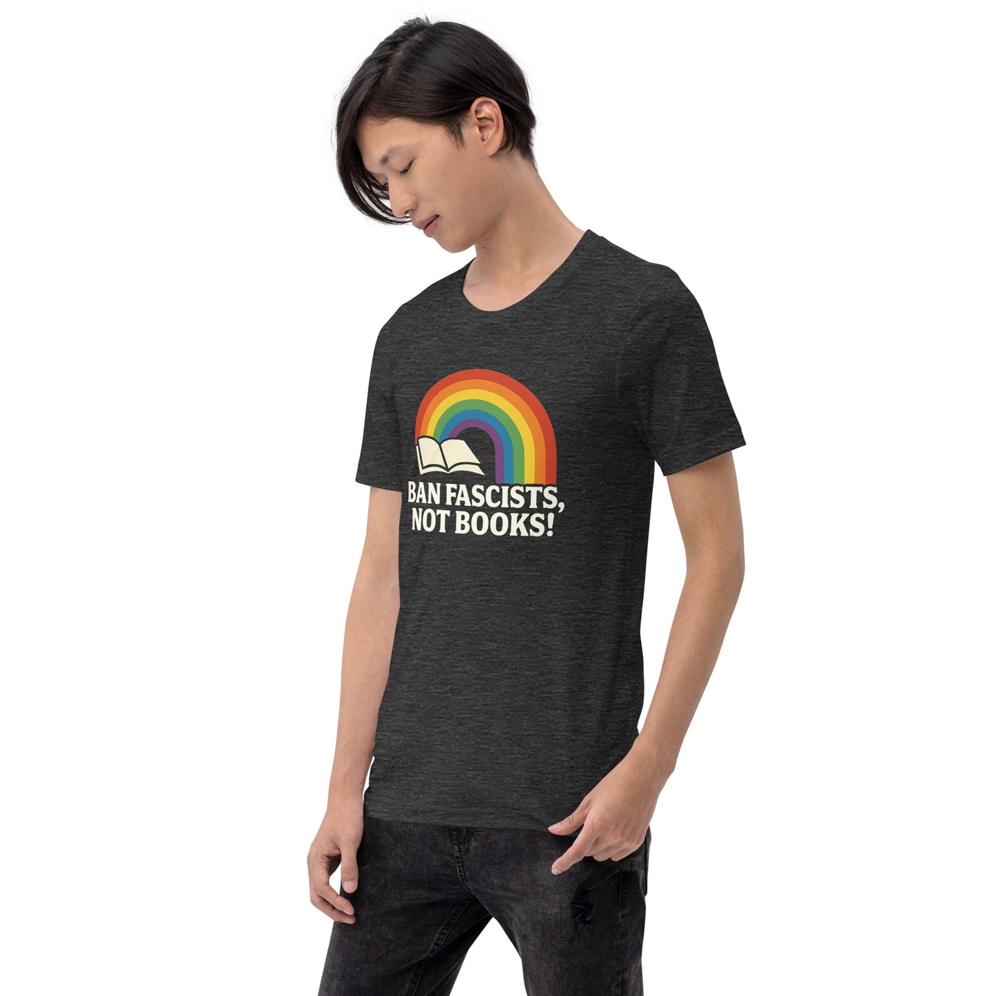 Ban Fascists dark heather tee from 8647 NOW alternate front view