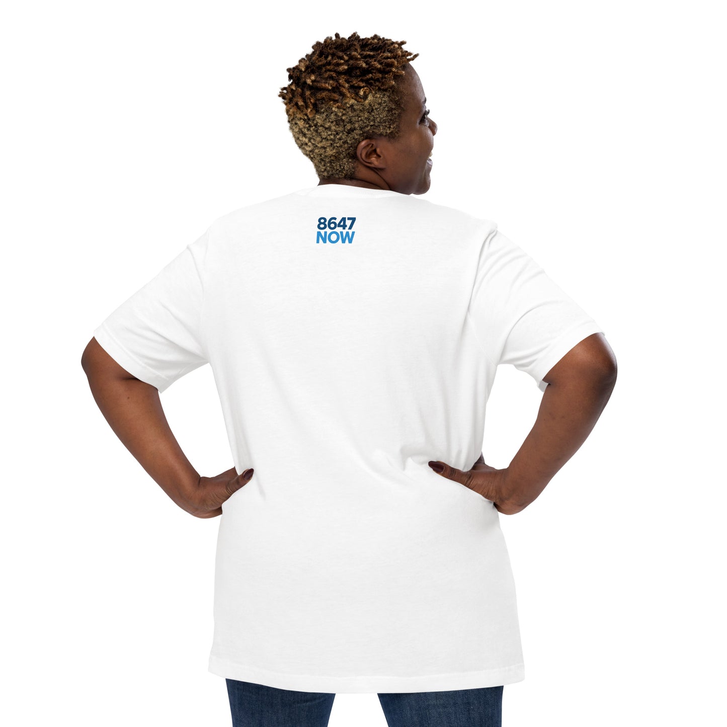 FDT Silhouette Tee — White back detail mockup from 8647 NOW